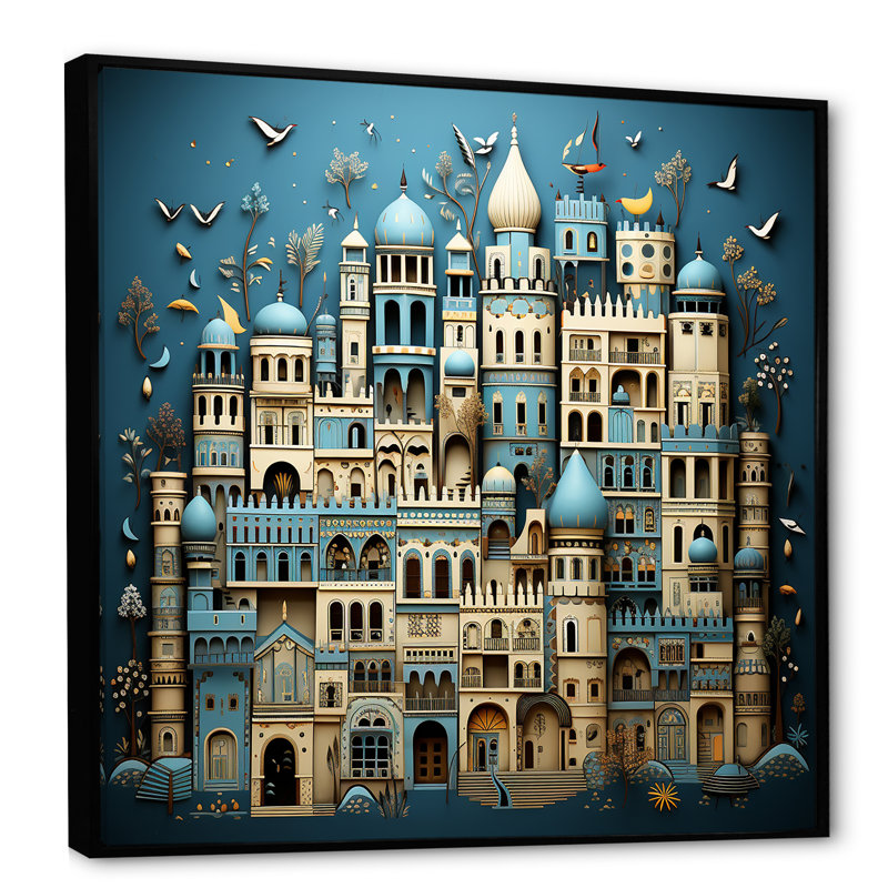 Fête de l'Islam «Eid», art mural, Cadre flottant noir, H 36 po x l 36 po x P 1,5 po