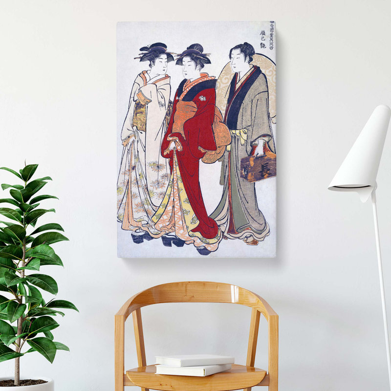 The Pleasure Quarter by Torii Kiyonaga - Wrapped Canvas Painting, 60cm H x 40cm W x 3cm D