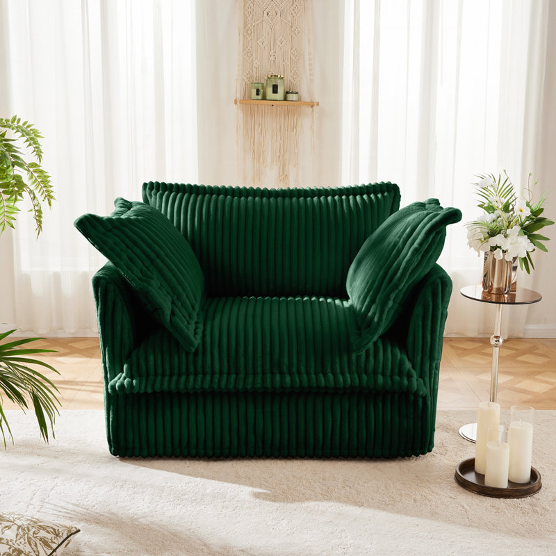 Fauteuil en velours côtelé, Velours côtelé vert