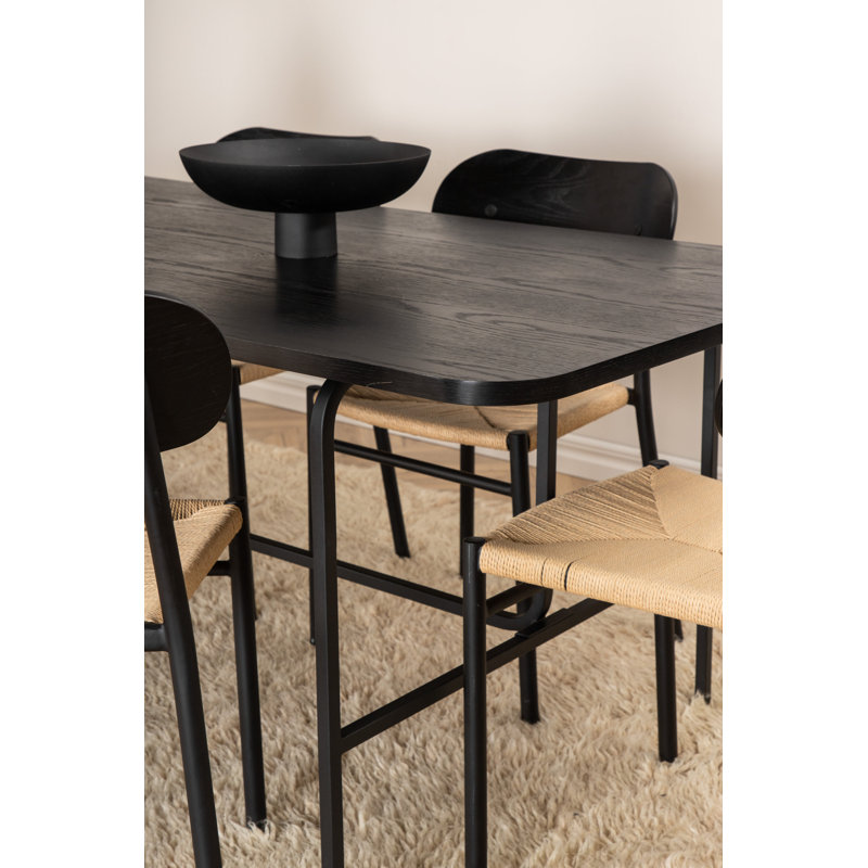 Amerius 6 - Person Dining Set, Black, Black, Nature