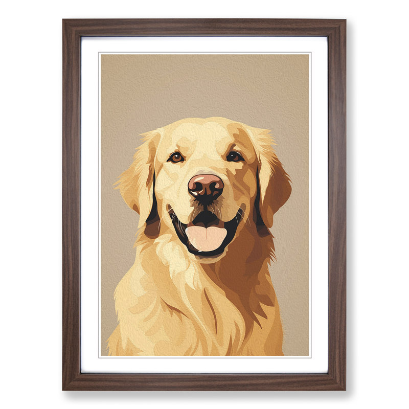 Golden Retriever Minimalism - Framed Print