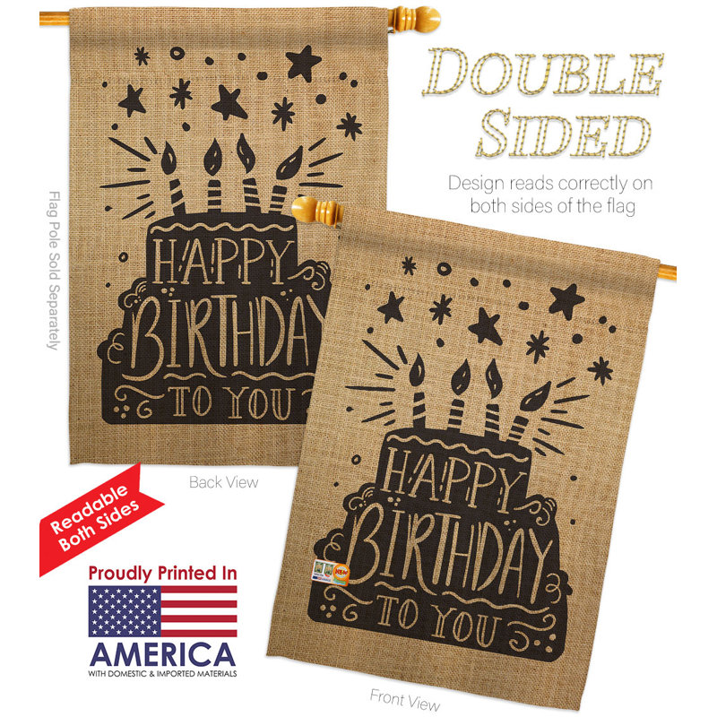 Double Sided 40'' H x 28'' W Polyester Birthday House Flag