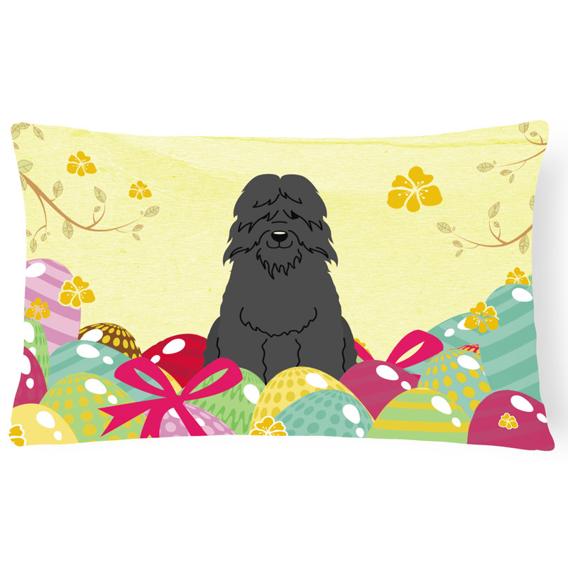 Easter Eggs Bouvier des Flandres Lumbar Pillow
