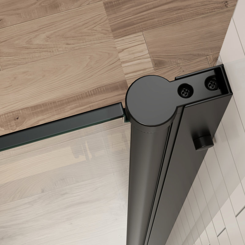 Porte de douche réglable - 1/4 po en verre trempé noir