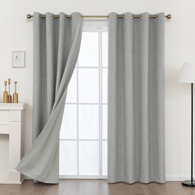 Paire de rideaux 100% occultant et isolant en polyester (ensemble de 2), Gris, L 52 po x L 84 po