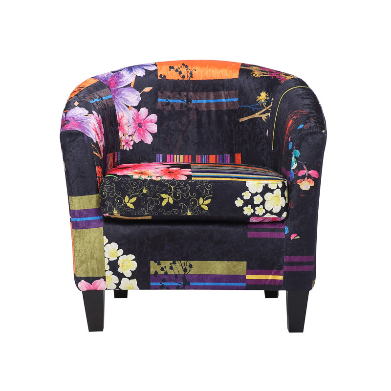 Angelice Multicoloured Patchwork Accent Tub Chair, Black
