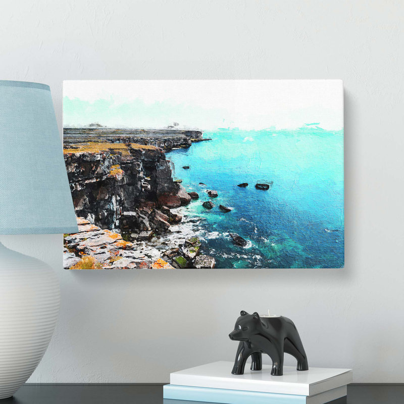 Coastline View - Wrapped Canvas Painting, 35cm H x 50cm W x 3cm D