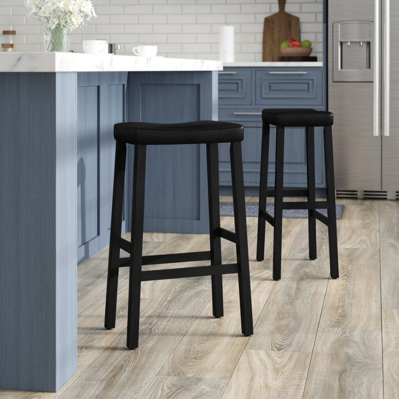 Braylie Upholstered Counter Stool, Black, Bar Stool (29" Seat Height)