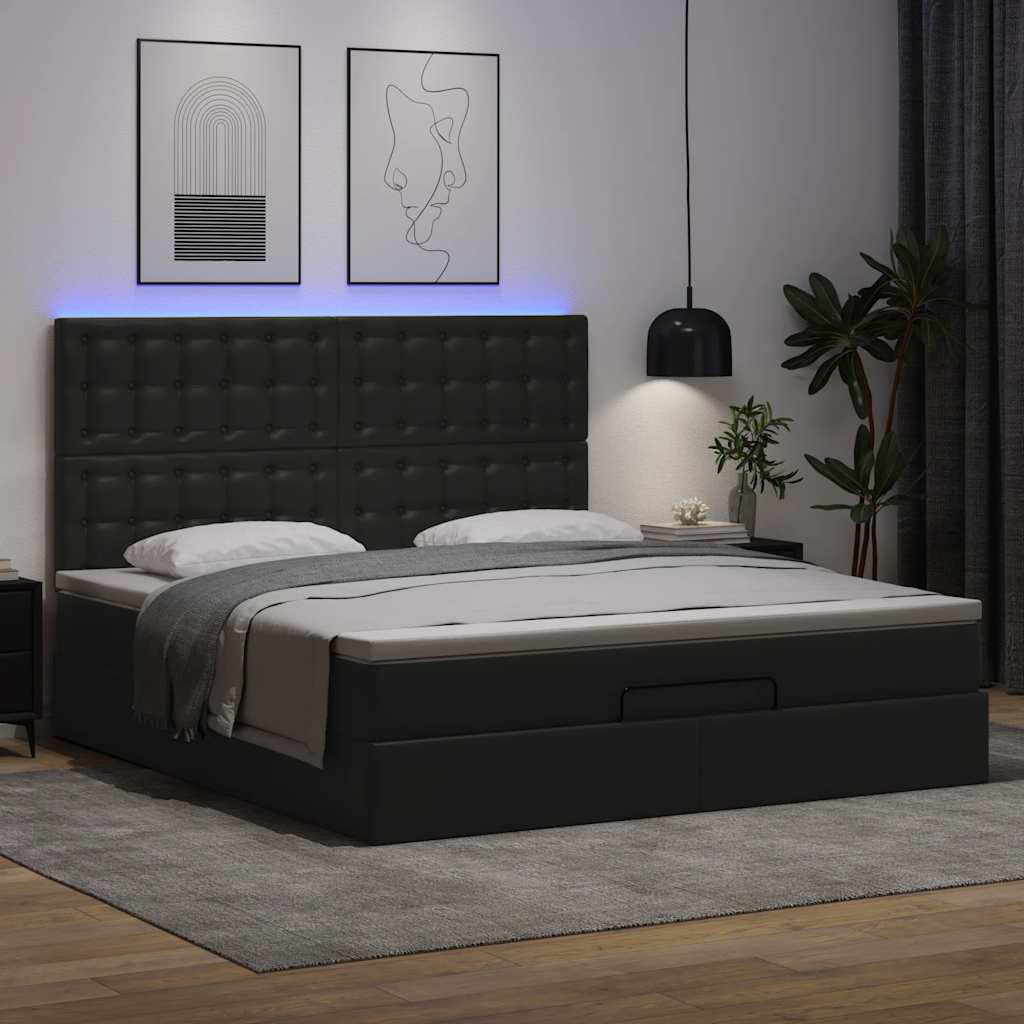 Vidaxl Ottoman-Bett Mit Matratze Grau 160X200 Cm Kunstleder