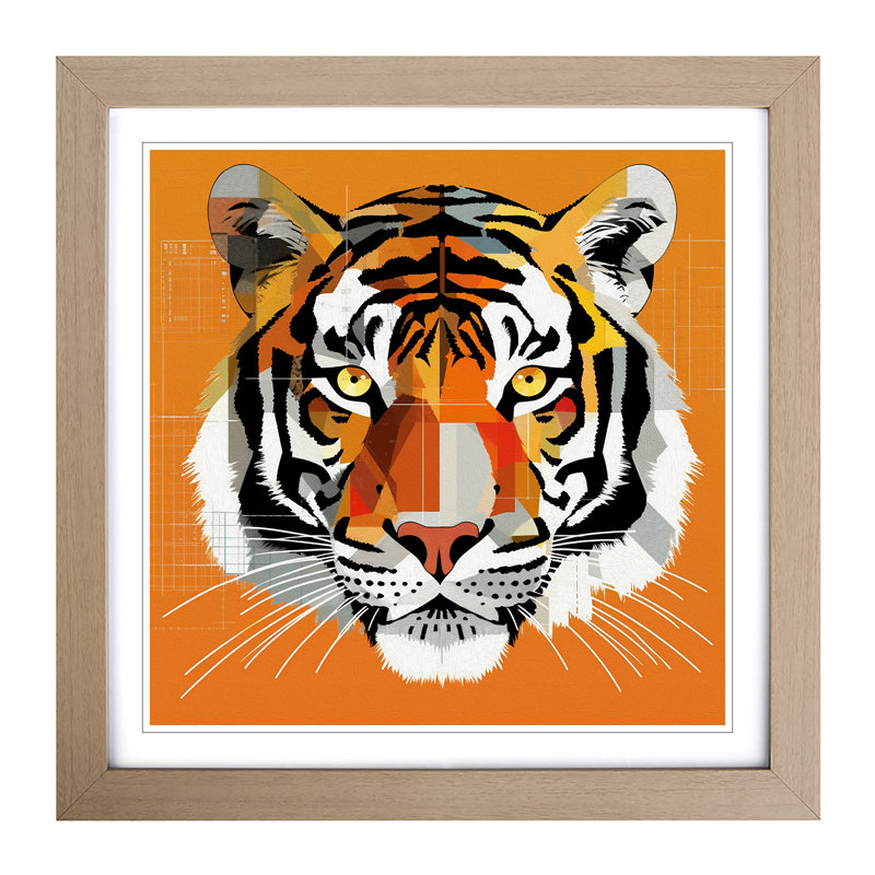 Tiger Constructivism No.1 - Framed Print, Oak