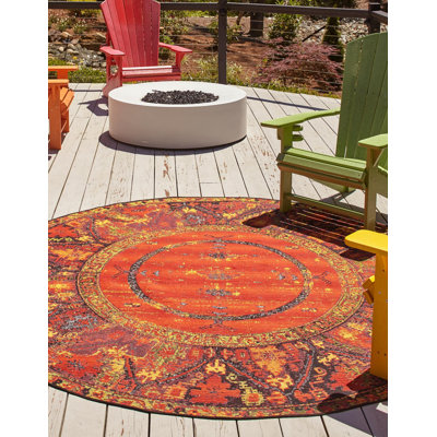 Tapis oriental rouge / jaune / noir intérieur / extérieur Gurrola