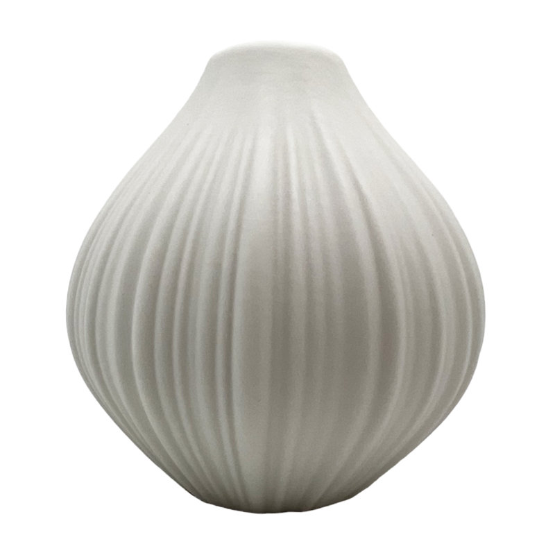 Bokoshe Handmade Ceramic Onion-Shape / Porcelain Table Vase – Modern Sculptural Decorative Accent, White