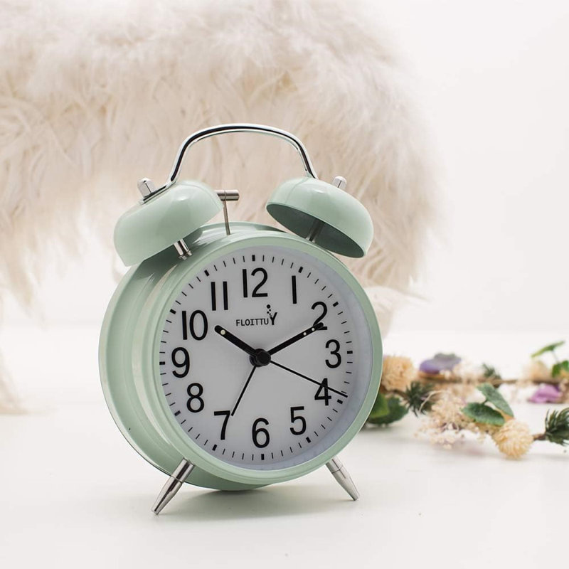 Loud Alarm For Deep Sleepers 4In Twin Bell Alarm Clock With Backlight For Bedroom And Home Decoration(Green)