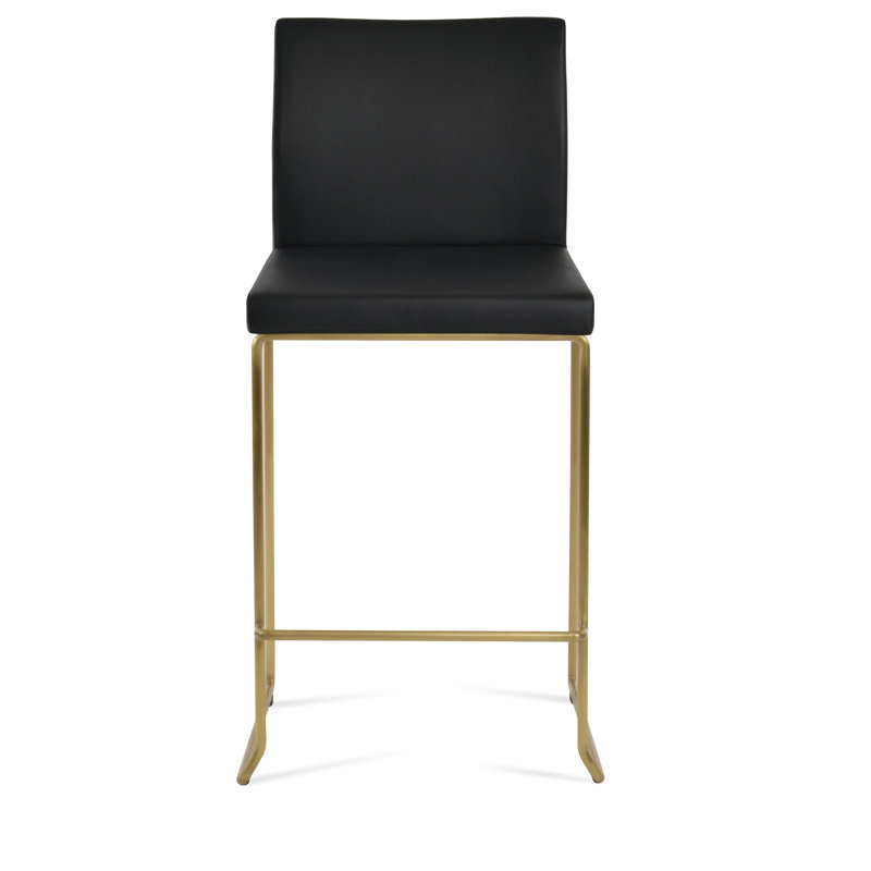 Tabouret de bar et de comptoir empilable Aria, Tabouret de bar (siège d'une hauteur de 29 po), Laiton, Noir