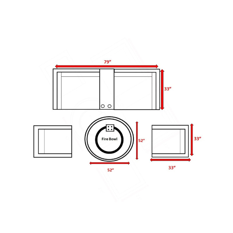 Ensemble de conversation pour 4 avec coussins de patio entièrement assemblé