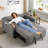 Ross 48.7"W Square Arm Linen Back Convertible Sleeper Sofa with Cushions, Adjustable Backrest for Small Spaces, Living Room-2042901730