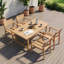 Ensemble repas d'extérieur 5 pièces en bois brun moyen avec chaises en bois d'acacia 4 pièces et table rectangulaire 1 pièce