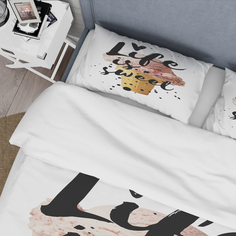 Life Is Sweet - Ensemble de housse de couette traditionnel - Polyester en microfibre