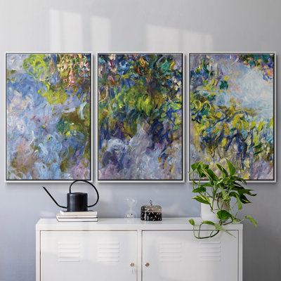 "Wisteria [1]" par Monet, reproduction sur toile 3 pièces