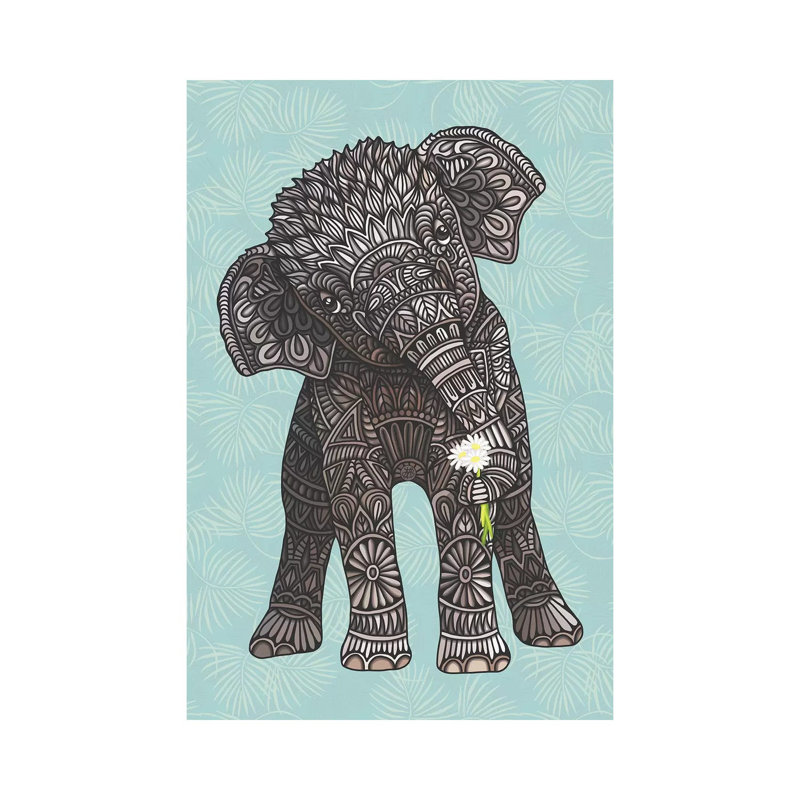 Baby Elephant - Teal 1 Piece Wrapped Canvas Wall Art, 101.6cm H x 66.04cm W x 1.91cm D