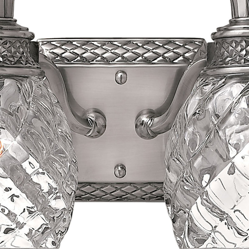 Polished Antique Nickel 4-Light Outdoor Vanity with Clear Optic Glass