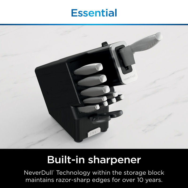 Ninja Ninja NeverDull Essential 12-Piece Stainless Knife System with Built-in Sharpener