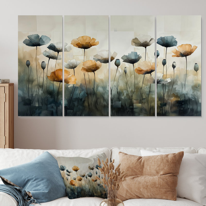 Blenheim - coquelicots, art mural traditionnel, H 28 po x l 48 po, 4