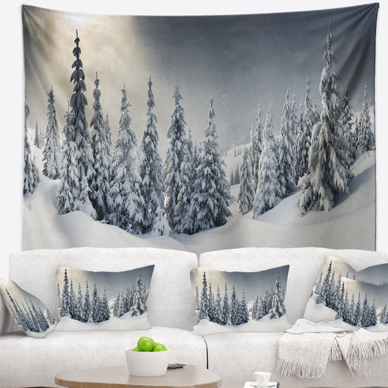 Tapisserie de paysage d'hiver de photographie, H 32 po x l 39 po