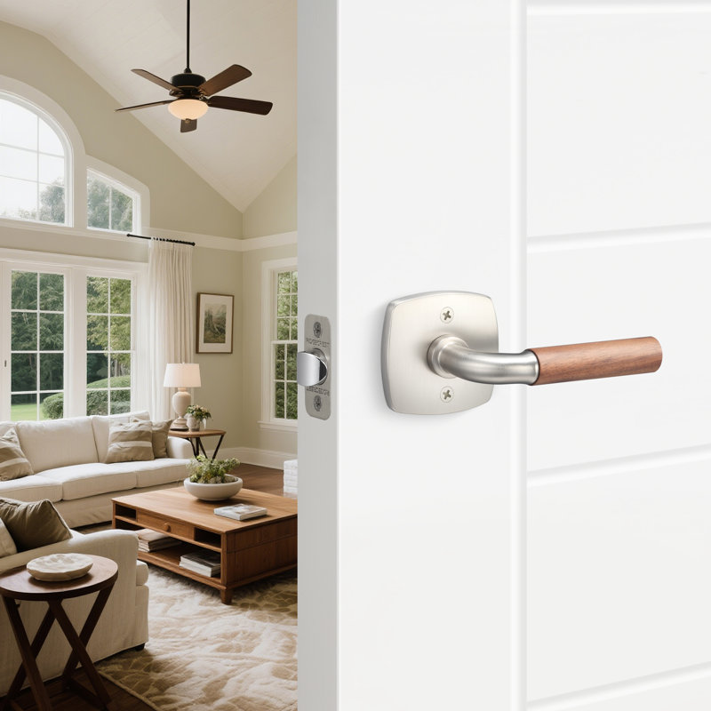 Forma Dummy Rosette In Polished Chrome, Walnut Grip, Satin Nickel/Walnut