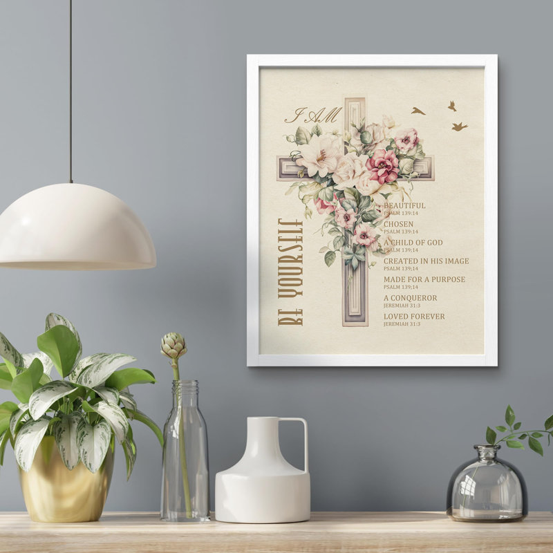 «Be Yourself Girl's Room» sur papier, Cadre blanc, H 16 po x l 12 po
