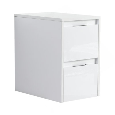 12" Bathroom Side Cabinet, 2-Soft Close Drawer, Float Mounting Design, Glossy White