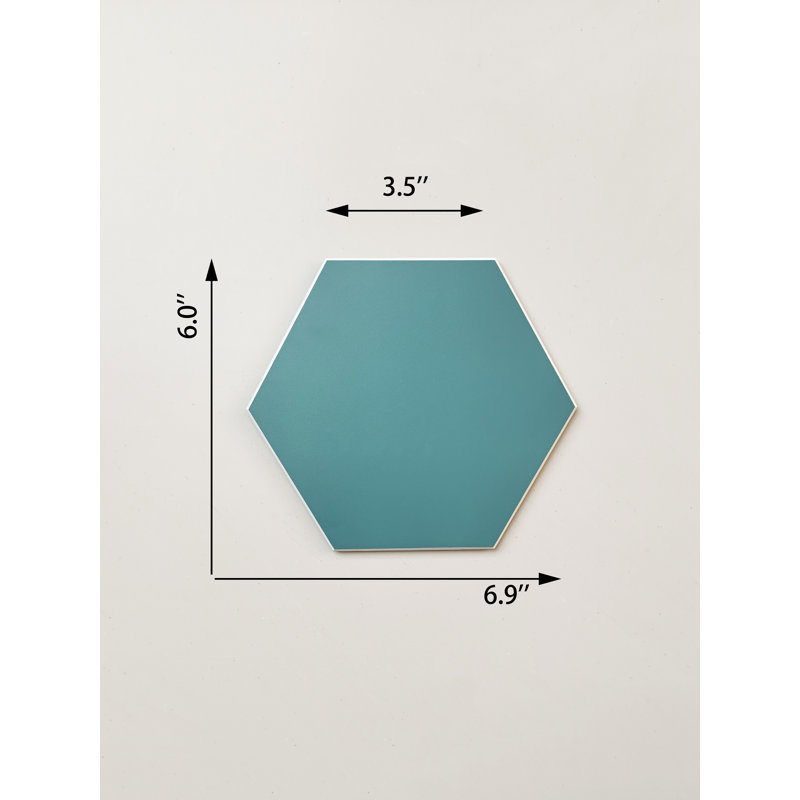 Carreau mural auto-adhésif en pierre hexagonale 6 "x 6,9" Bex, Plante grasse