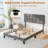 Bed Frame Modern Linen Fabric Upholstered Platform Bed With Headboard-2048310419