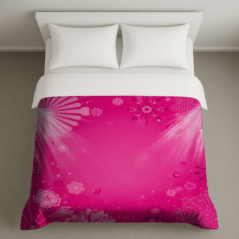 Housses de couette à motif floral rose, Très grand lit