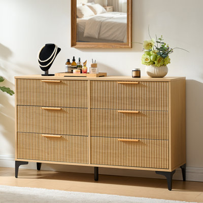 Organisateur de commode 6 tiroirs cannelés, chêne naturel, 1 pièce
