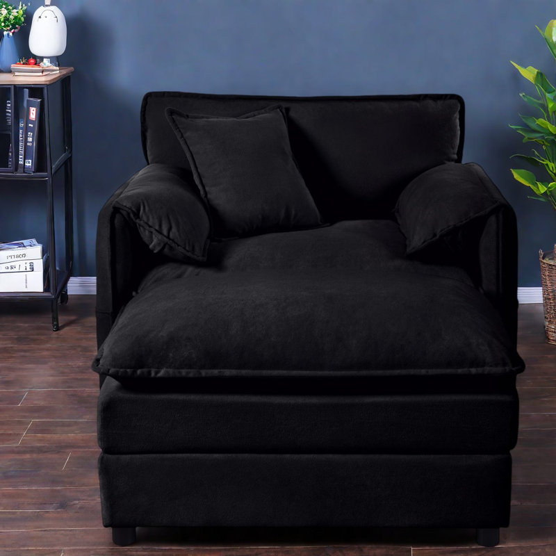 Ultimate Comfort Recliner, Soft Chenille Black Upholstered, Modern Lounge For Home