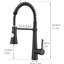 Robinet de cuisine noir de style commercial avec tirette, construction, surface facile à nettoyer, débit d'eau réglable, guide d'installation simple à faire soi-même