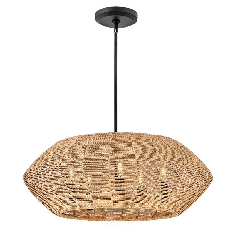 Lustre géométrique unique à 5 lumières Ariza, Noir / brun