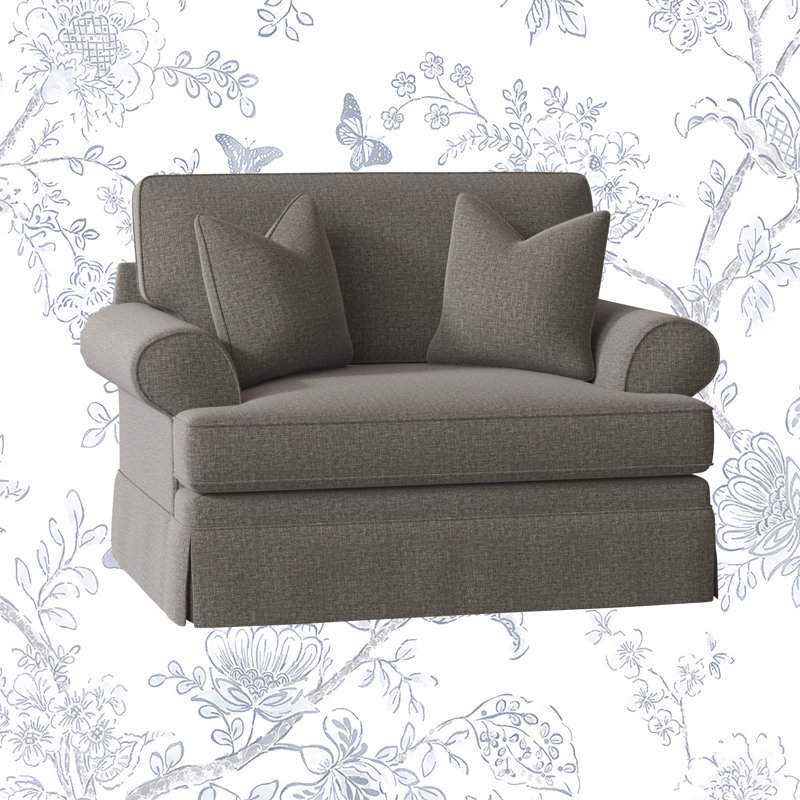 Brookner Upholstered Armchair, Drusky Charcoal Sustain® Basketweave
