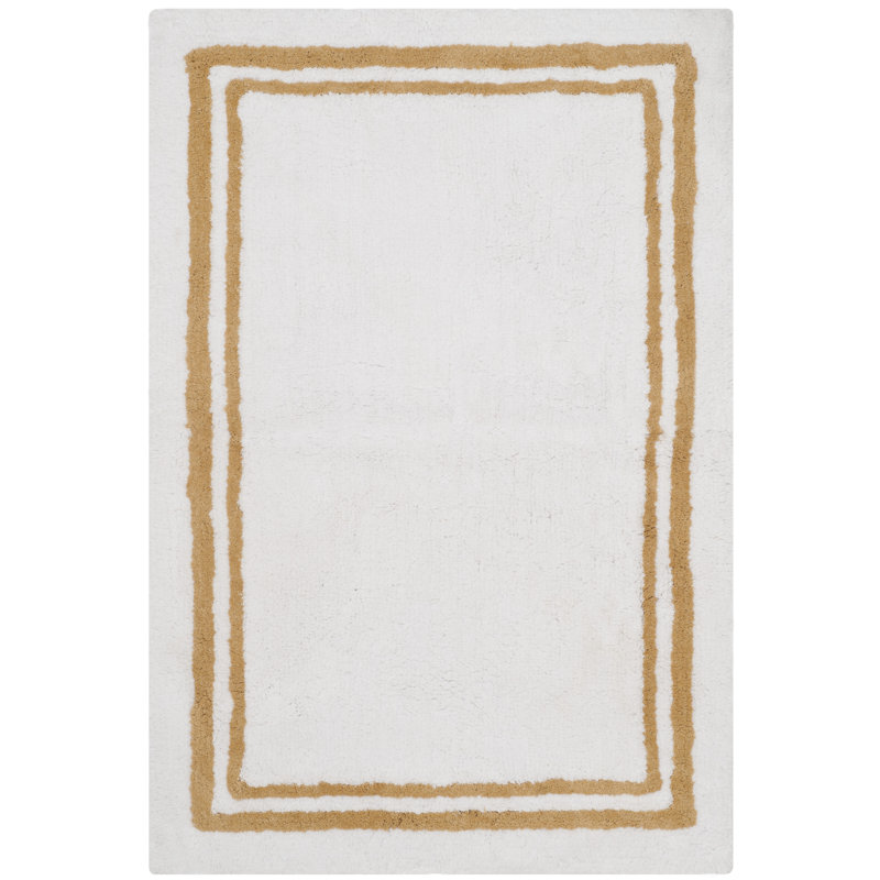 Candy Stripes Plush Bathmat Bath Rug In Beige, Beige