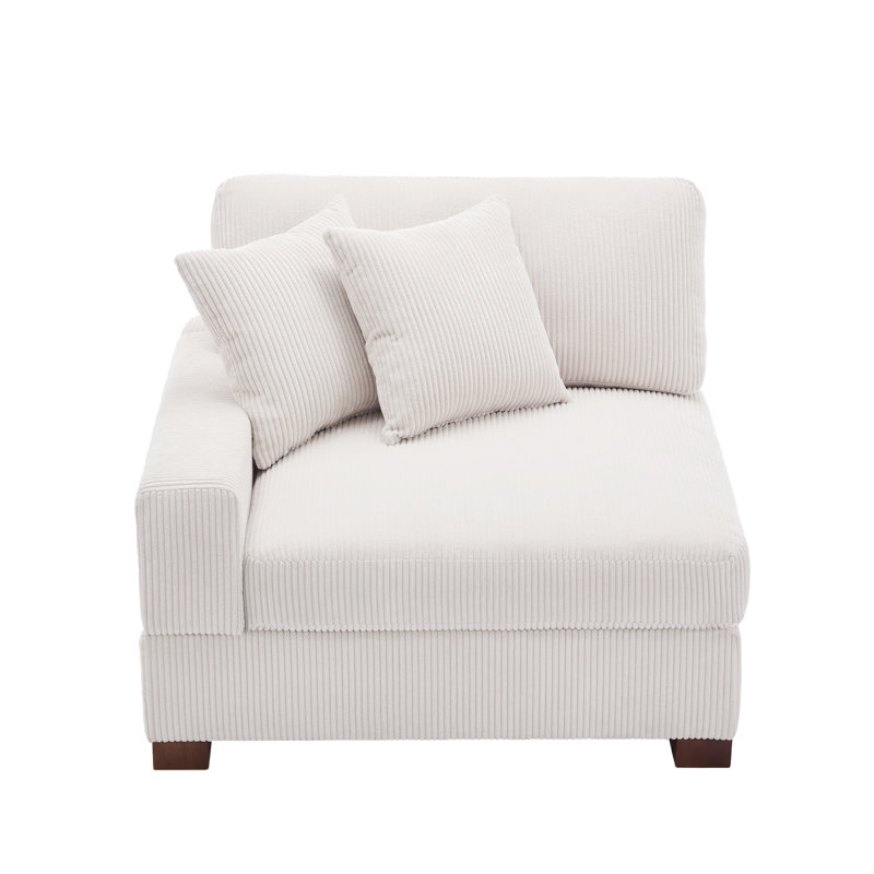 Upholstered Corduroy Armchair, Beige Corduroy