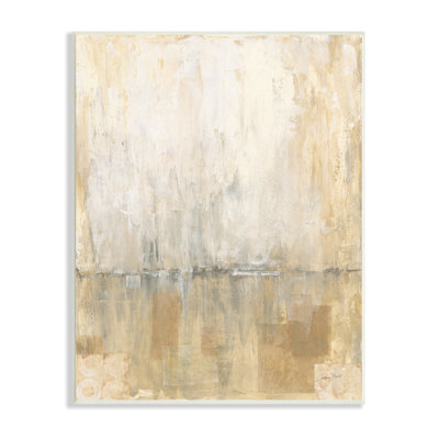 Peinture abstraite patinée sur fond de cercles horizontaux sur fond beige surdimensionné par Courtney Prahl