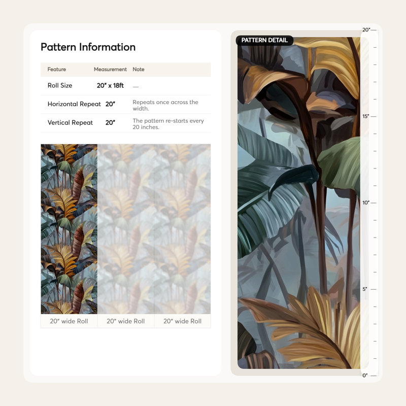 Rouleau de papier peint à feuilles tropicales