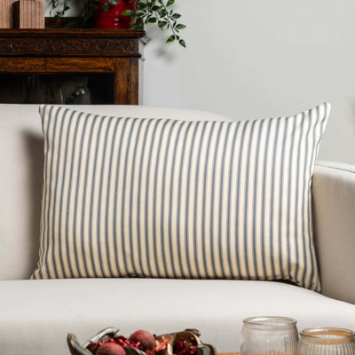 Ivory and Grey Nautical Ticking Cushion