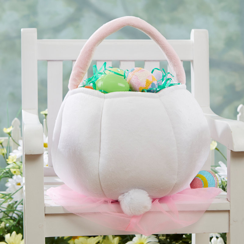 Panier en tissu brodé de lapin de Pâques