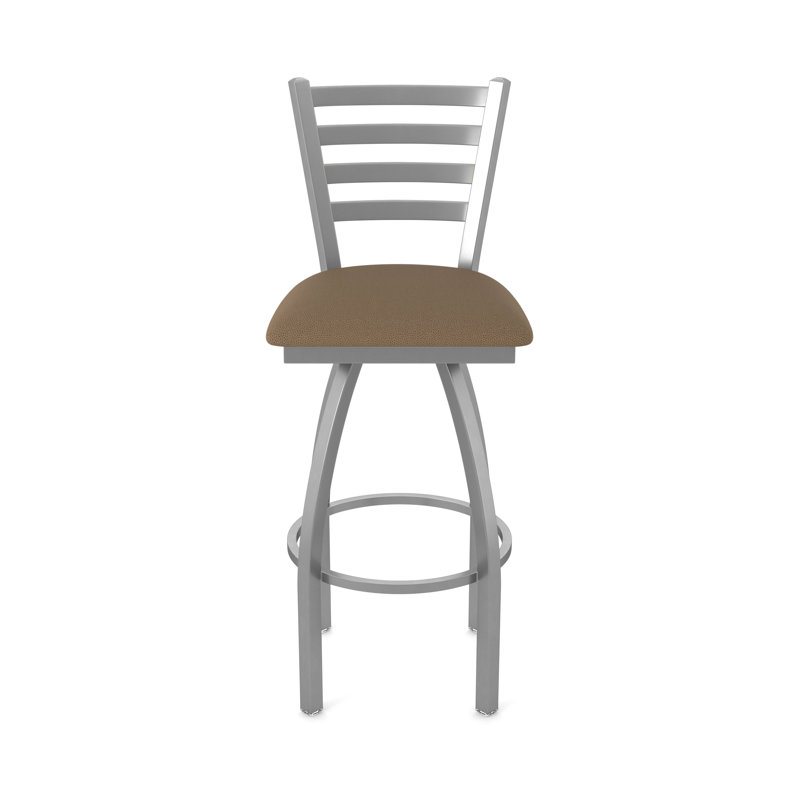 Jackie Swivel Stool, Vinyl-Rein Thatch, Stainless, Bar Stool (30" Seat Height)