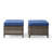 Wicker Outdoor Ottomans for Patio Set of 2 Rattan Footstools w/Removable Cushions-1158777096-1160818655
