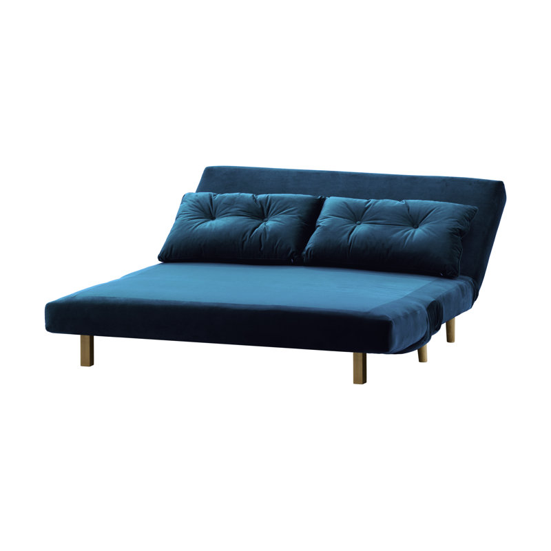 Varujhan 2 Seater Sofa Bed, Blue, Wax Black,  78cm H X 120cm W X 90cm D