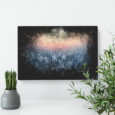 Sun High over Winter a Forest - Wrapped Canvas