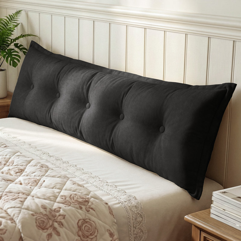 Rectangular Lumbar Cushion, Black, 50cm x 160cm